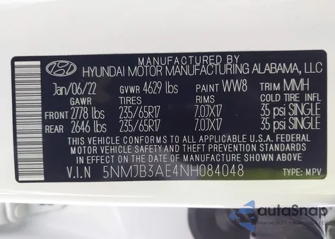 2022 Hyundai Tucson Sel z USA, uszkodzony, nr VIN 5NMJB3AE4NH084048